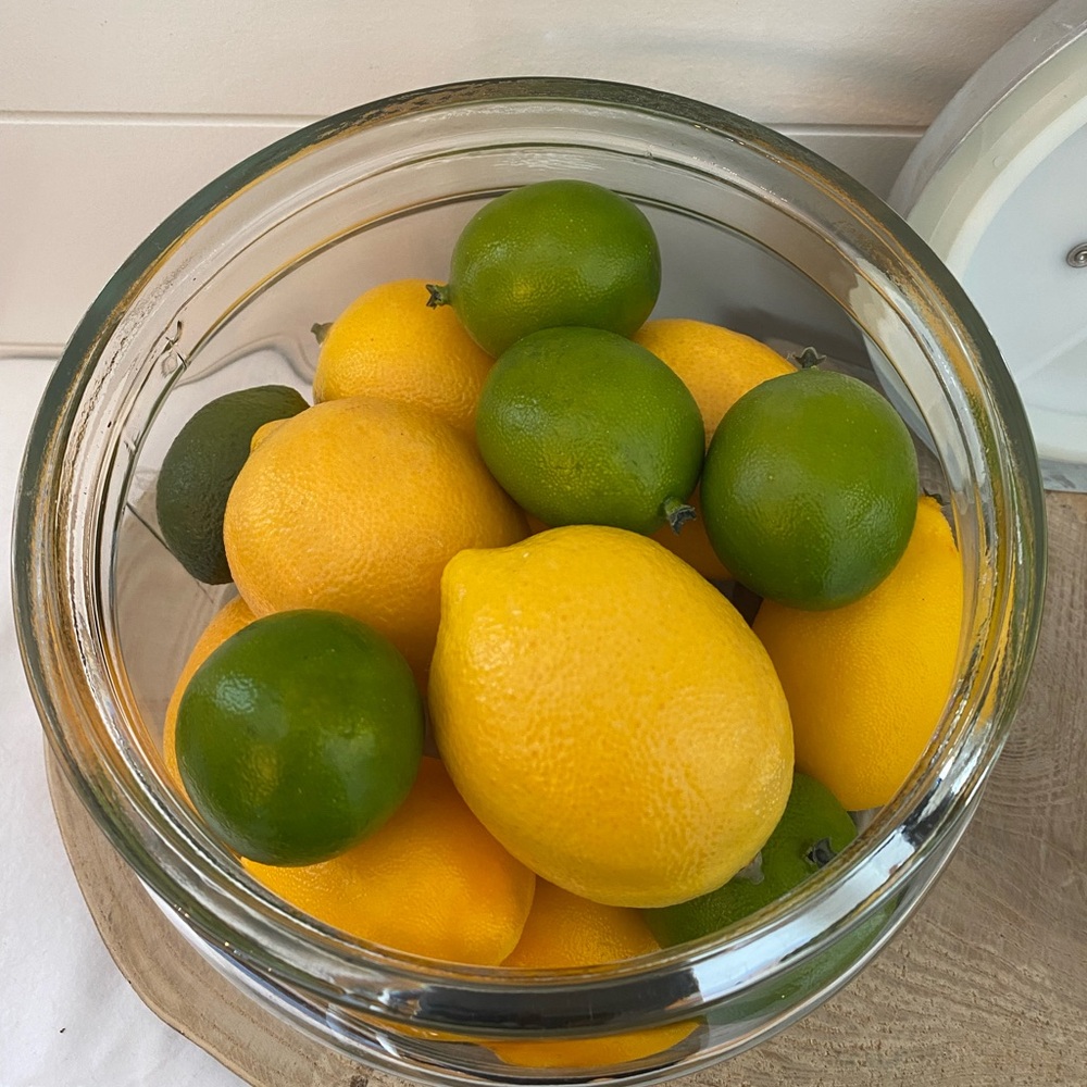 Large Glass Jar With Faux Lemons and Limes Cottagecore Farmhouse Kitchen Decor - Picture 7 of 9